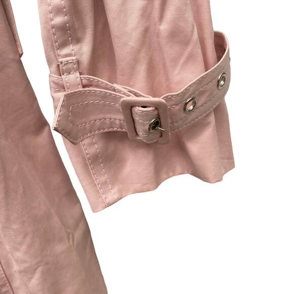 NWT Light Pink Mid Length Trench Coat 6 Embellished Rhinestone Feminine Whimsy - Picture 16 of 16